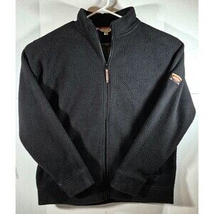 Orvis Full Zip Fleece Jacket Black Mens Sz Medium Deep Pile Heavyweight